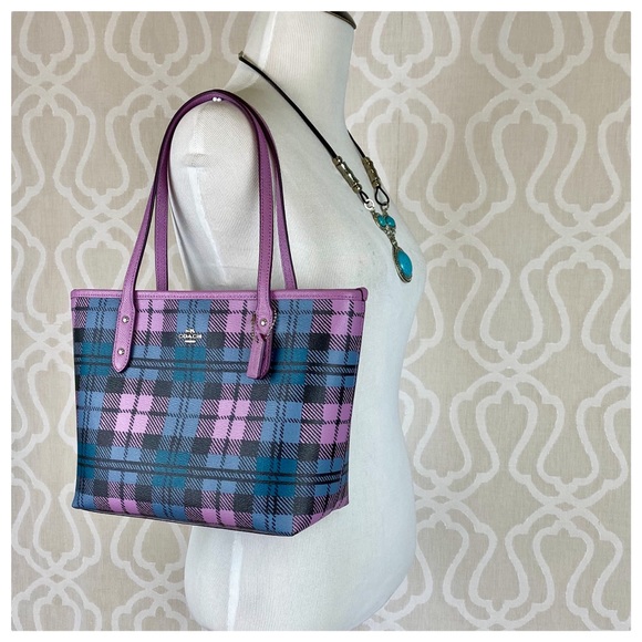 Coach Handbags - Coach Mini City Zip Tote in Shadow Plaid